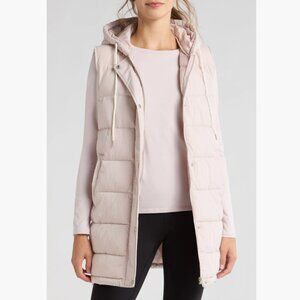NEW ZELLA Long Hooded Puffer Vest In Pink Hush SZ S#2885